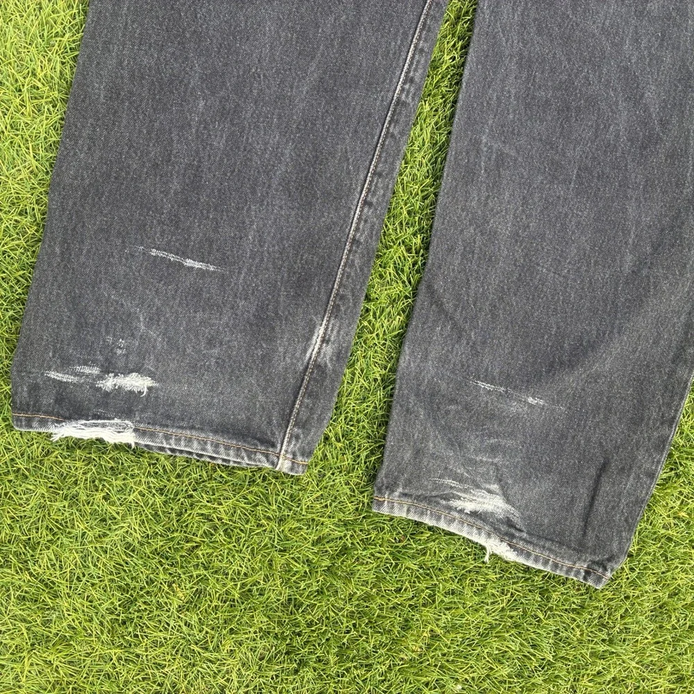 Levis 501 Original Fit Jeans Mens 38x28 Faded Black Straight Leg Classic Work
